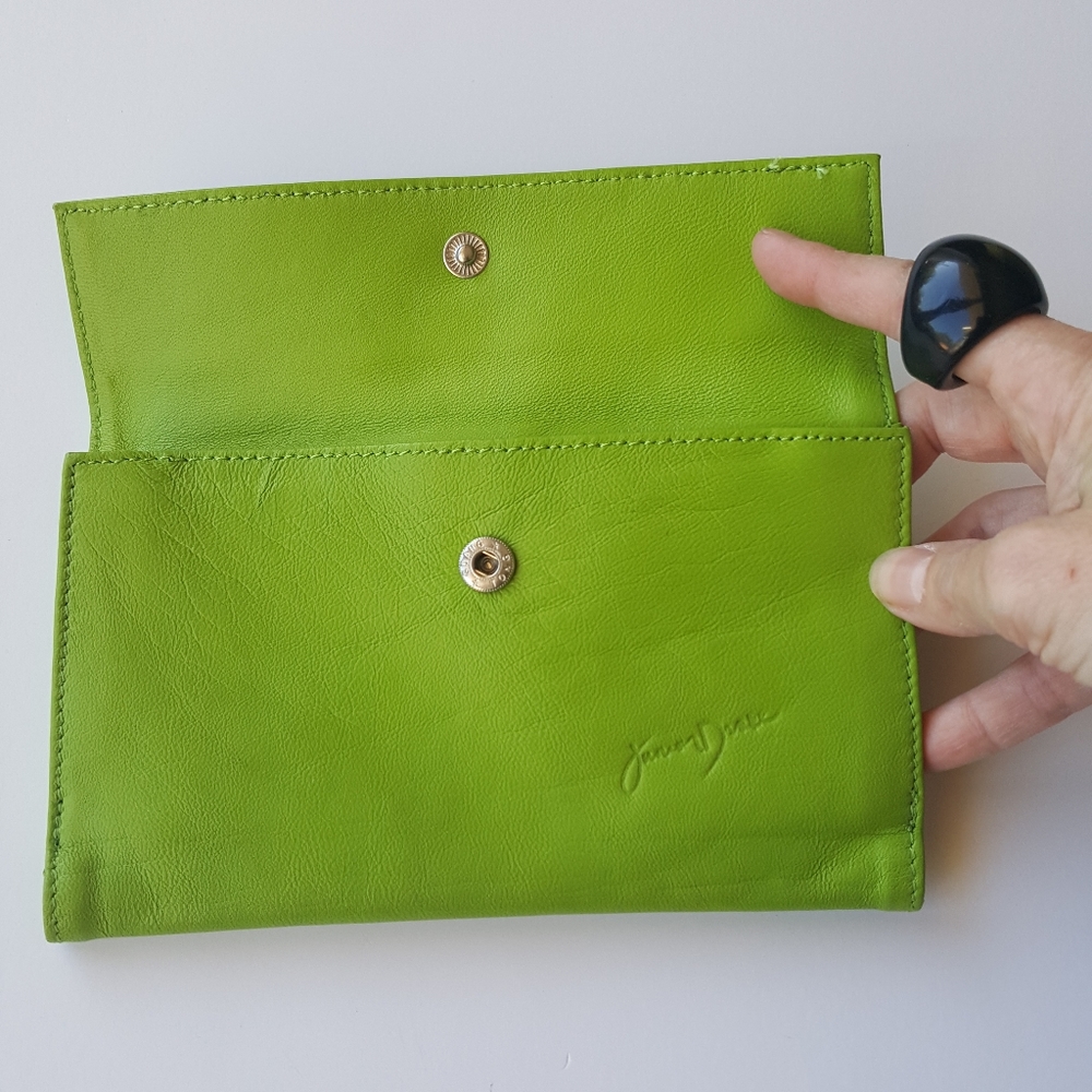 Junior Drake Lime Green Leather Wallet - Picture 3 of 8